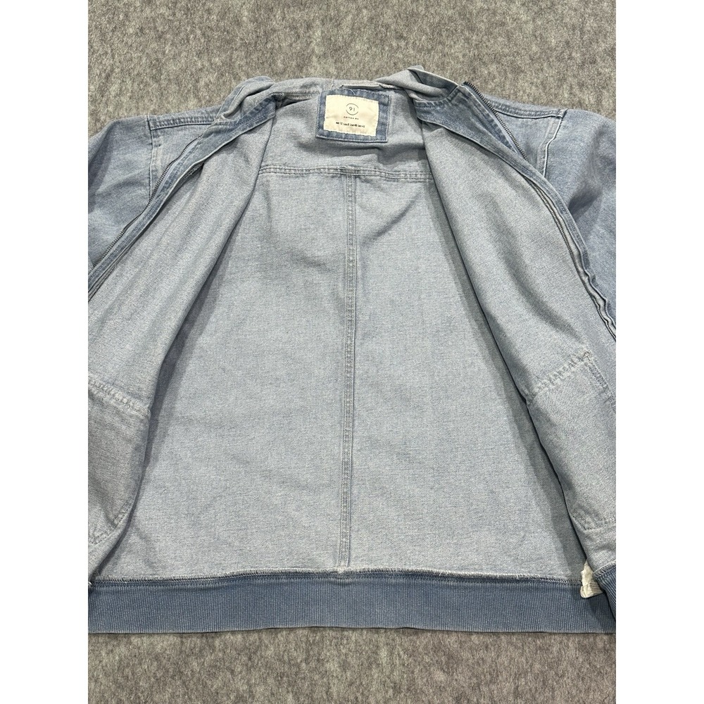 91 Cotton On Denim Blue Light Wash Hooded Full Zip Jean Jacket - Size 8 - Picture 4 of 11
